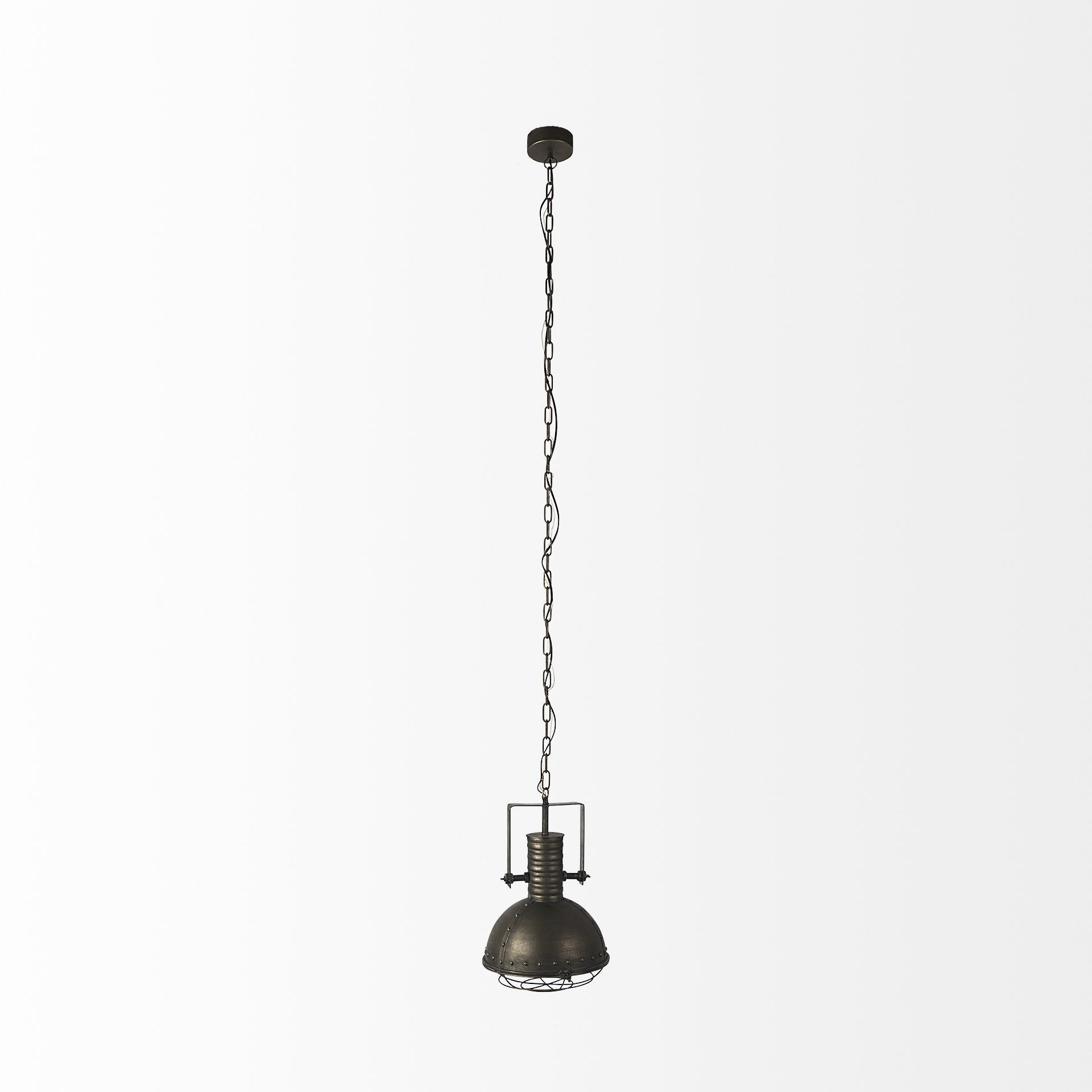 Industrial Caged Black Metal Hanging Light