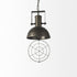 Industrial Caged Black Metal Hanging Light