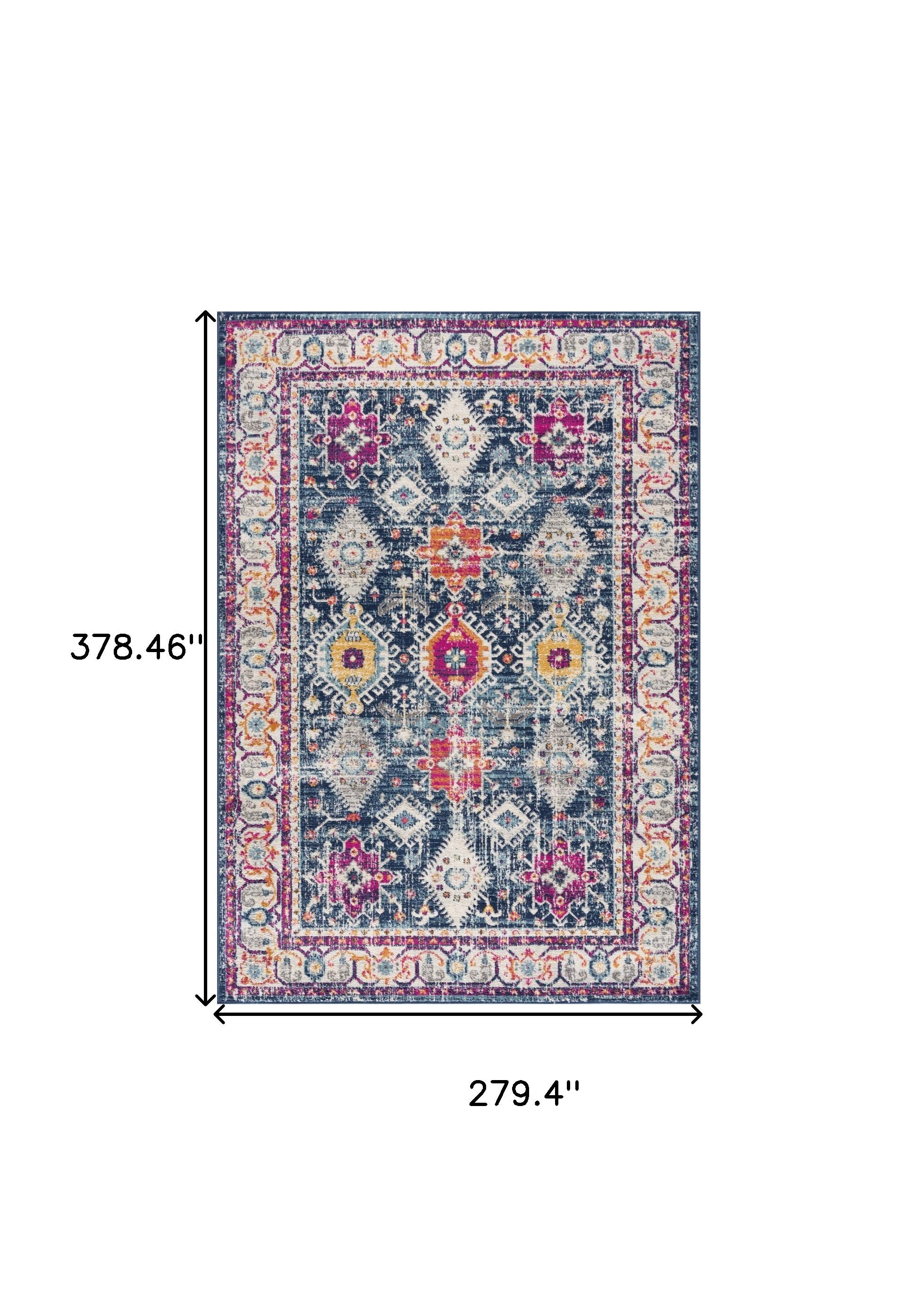 8' X 10' Navy Blue Oriental Dhurrie Area Rug