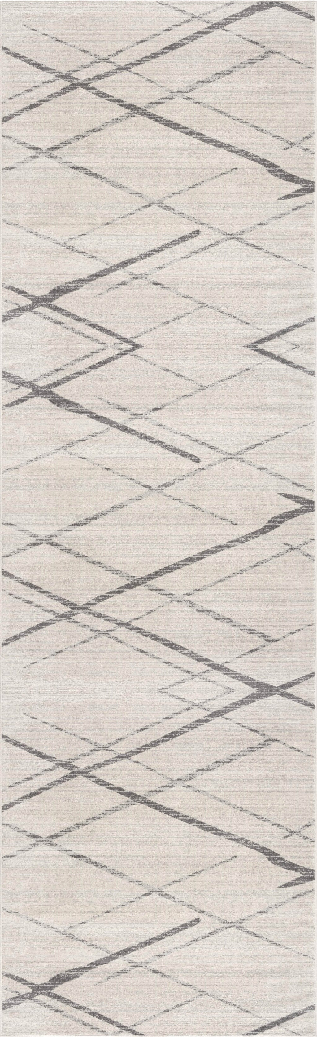 2' X 6' Gray Geometric Dhurrie Area Rug