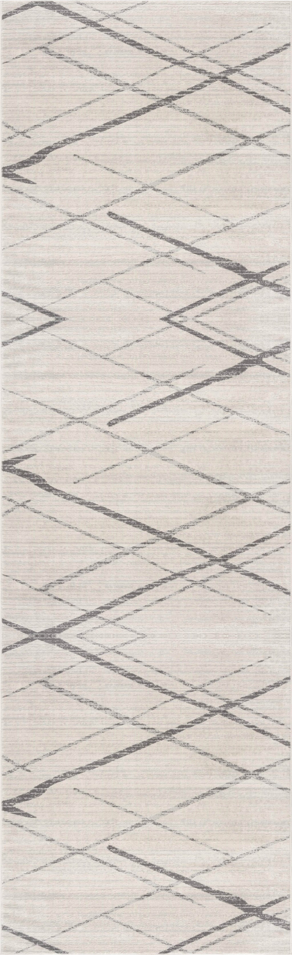 10' Gray Geometric Dhurrie Runner Rug