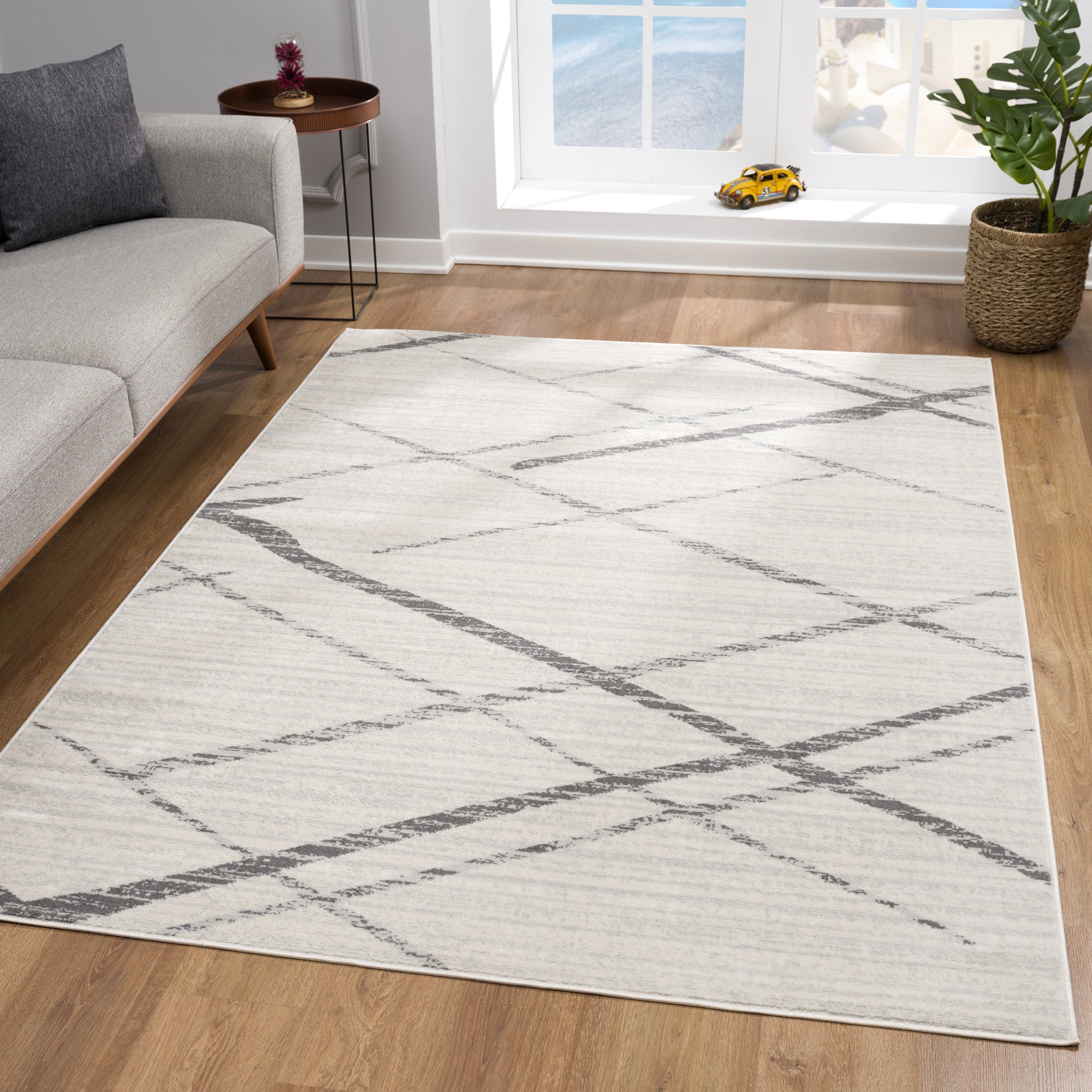 10' Gray Geometric Dhurrie Runner Rug