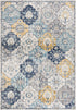 12' X 18' Blue and Yellow Floral Washable Non Skid Area Rug