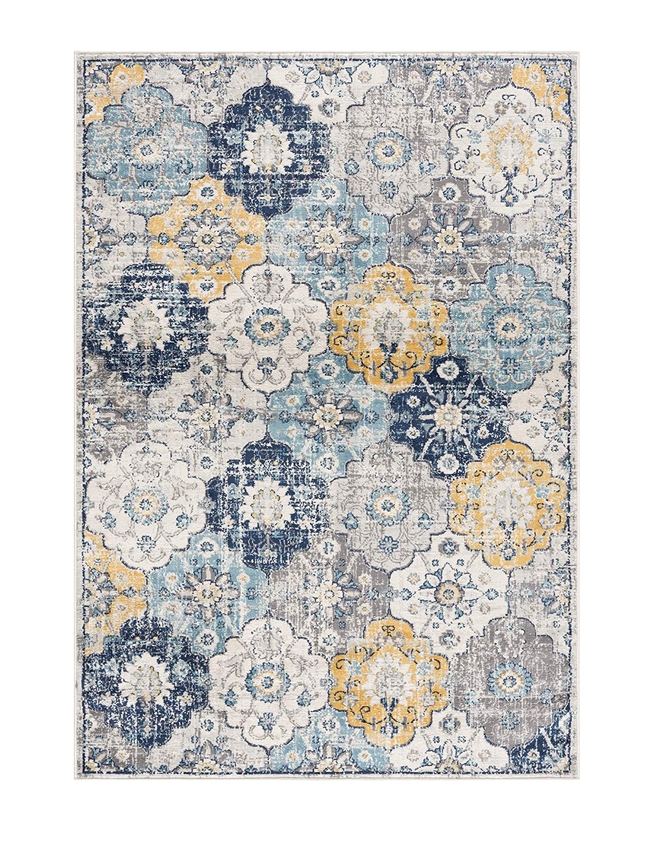 2' X 4' Blue Floral Dhurrie Area Rug