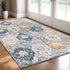 2' X 4' Blue Floral Dhurrie Area Rug