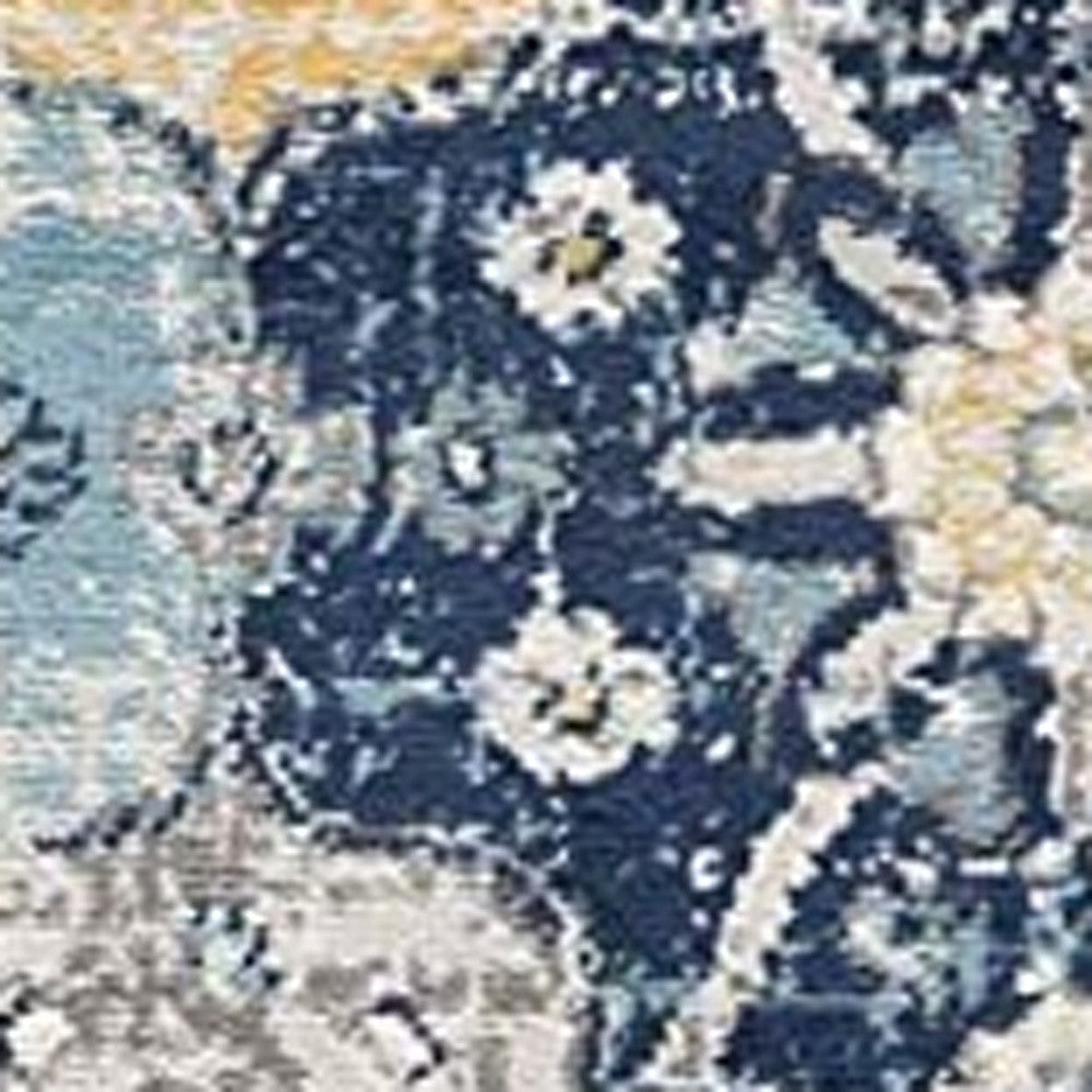 2' X 4' Blue Floral Dhurrie Area Rug