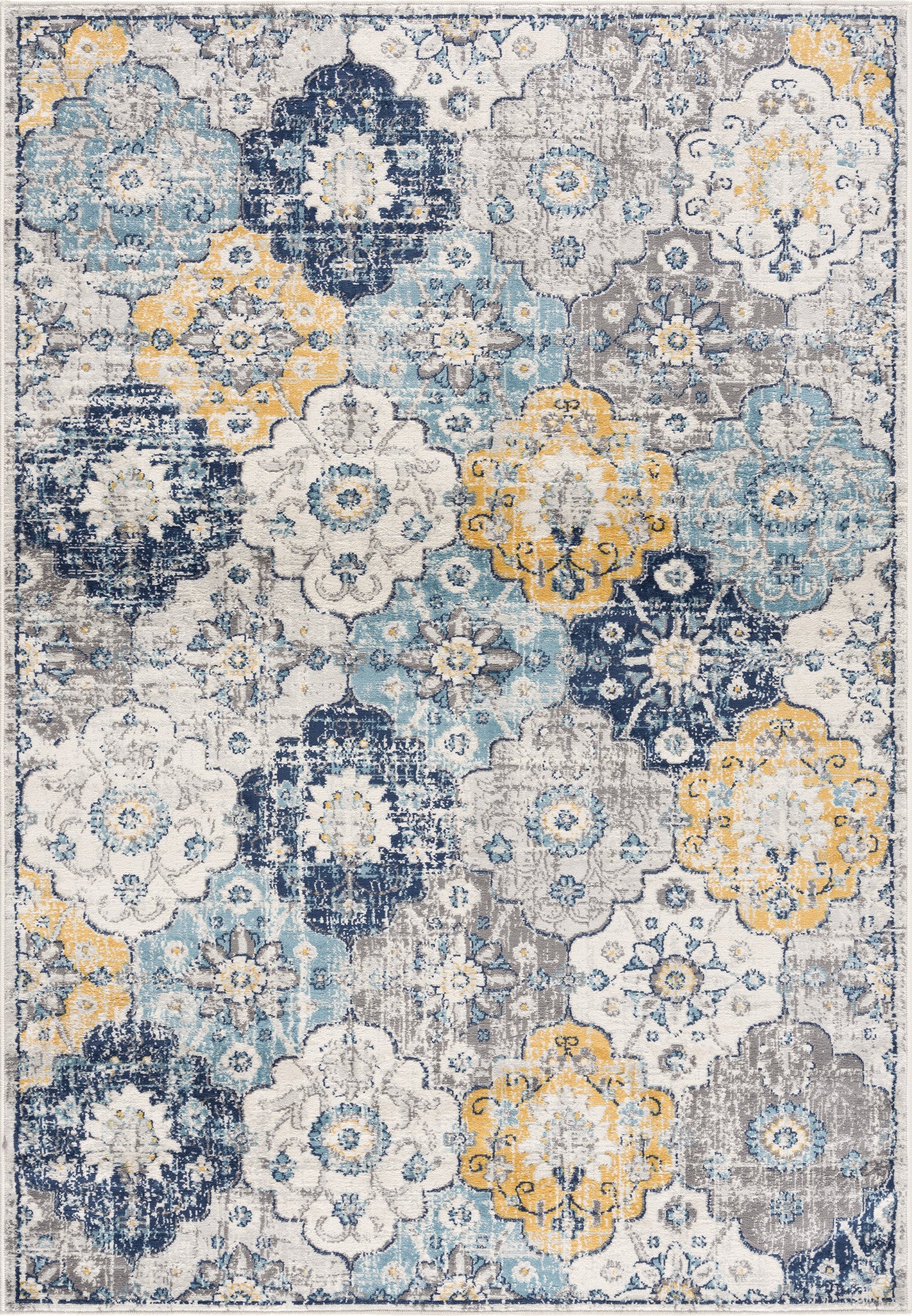 2' X 4' Blue Floral Dhurrie Area Rug