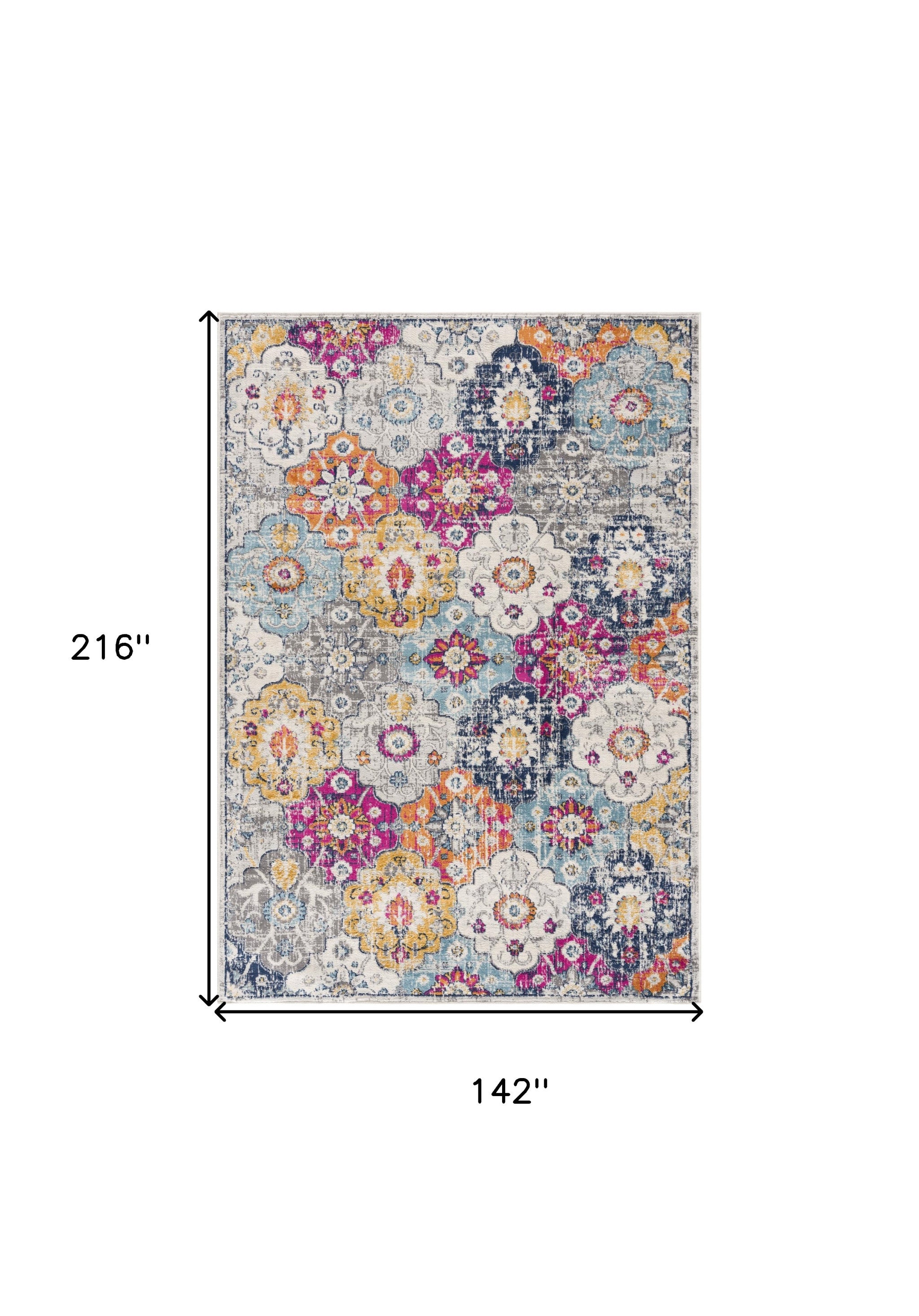 12' X 18' Rust Floral Washable Non Skid Area Rug