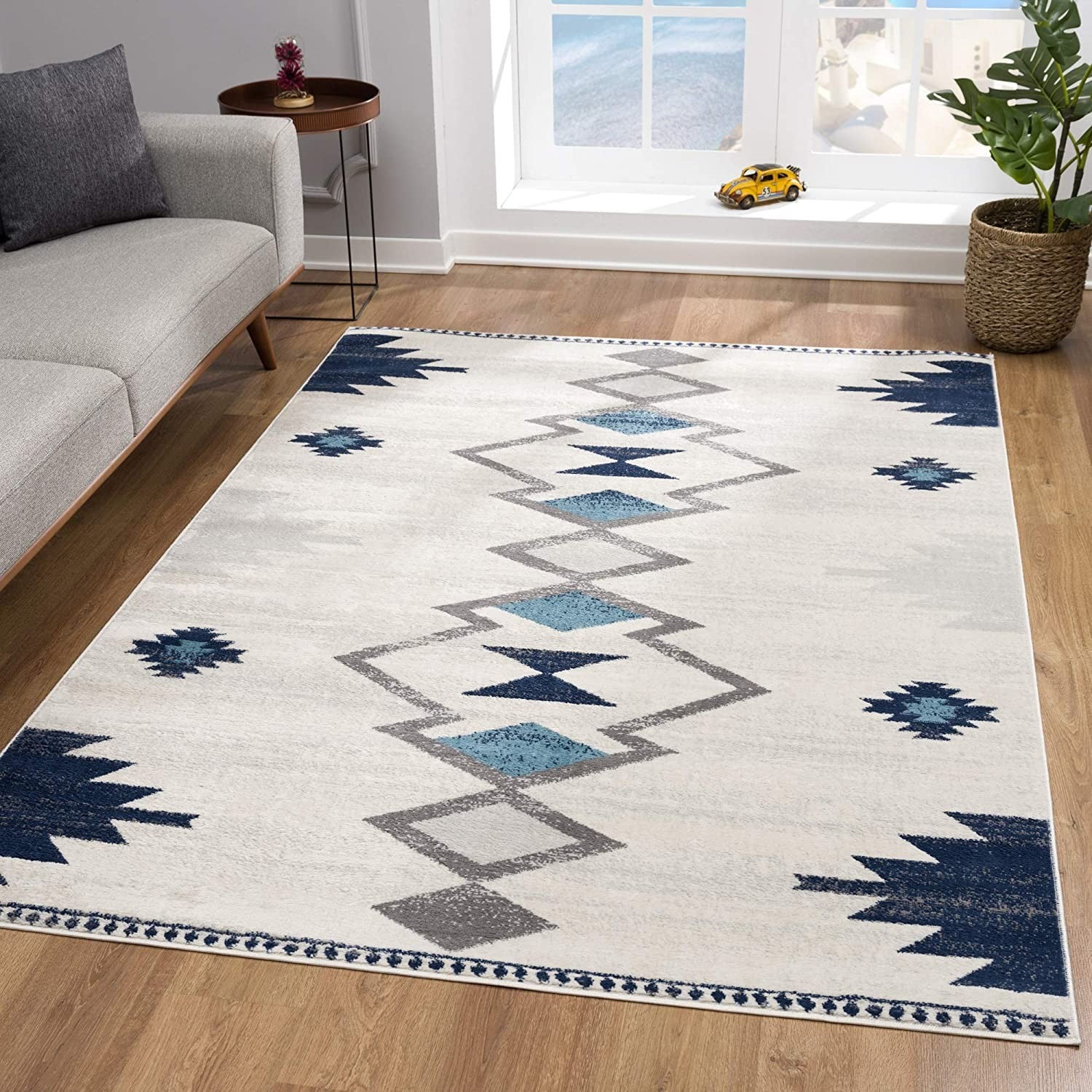 4' X 6' Cream Southwestern Dhurrie Area Rug