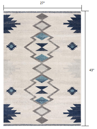 4' X 6' Cream Southwestern Dhurrie Area Rug