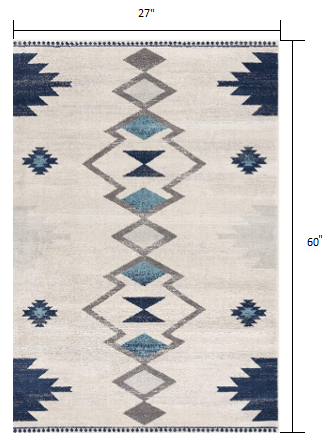 2' X 4' Cream Southwestern Dhurrie Area Rug