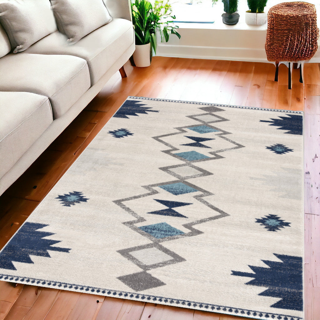 4' X 6' Cream Southwestern Dhurrie Area Rug