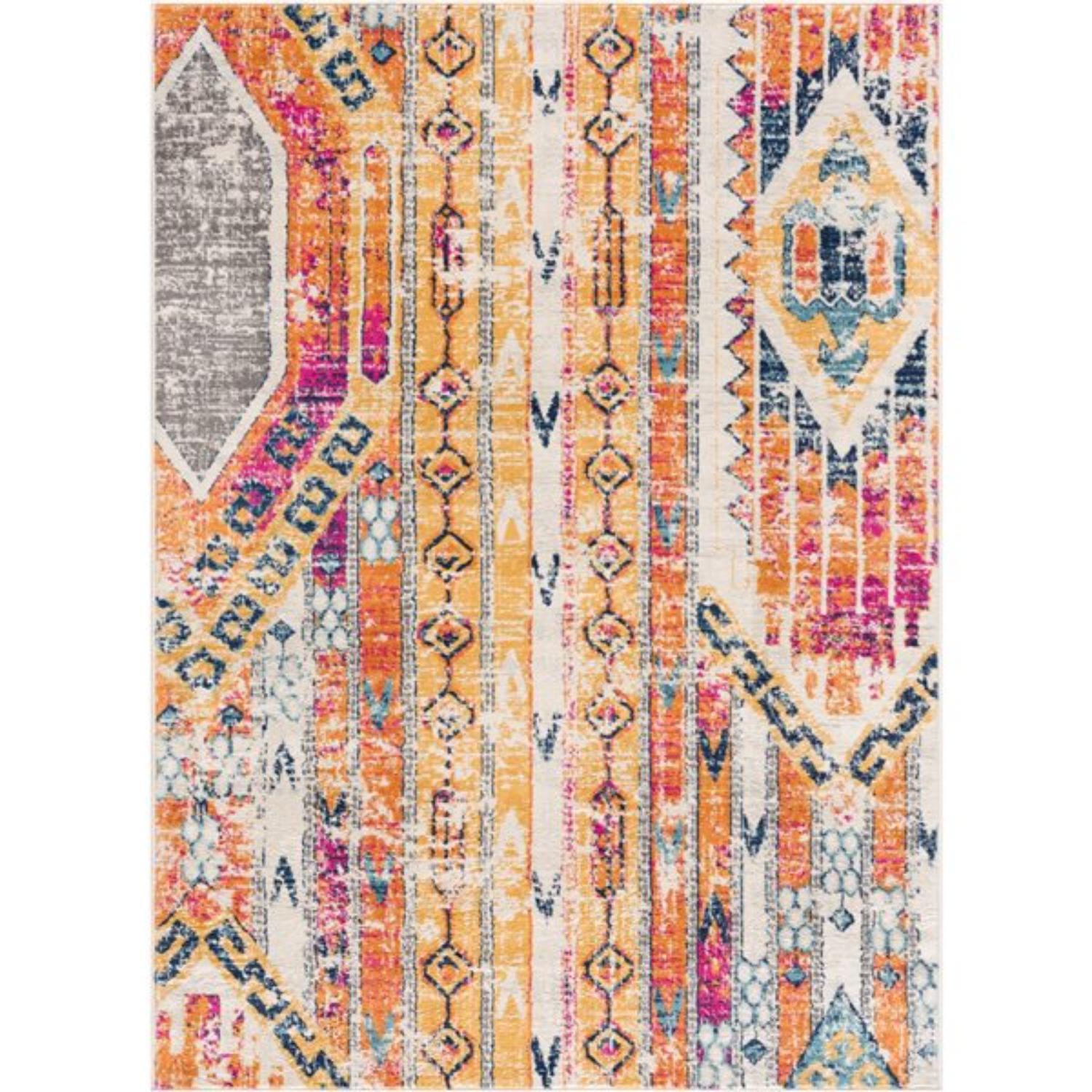 10' Orange And Ivory Southwestern Dhurrie Runner Rug