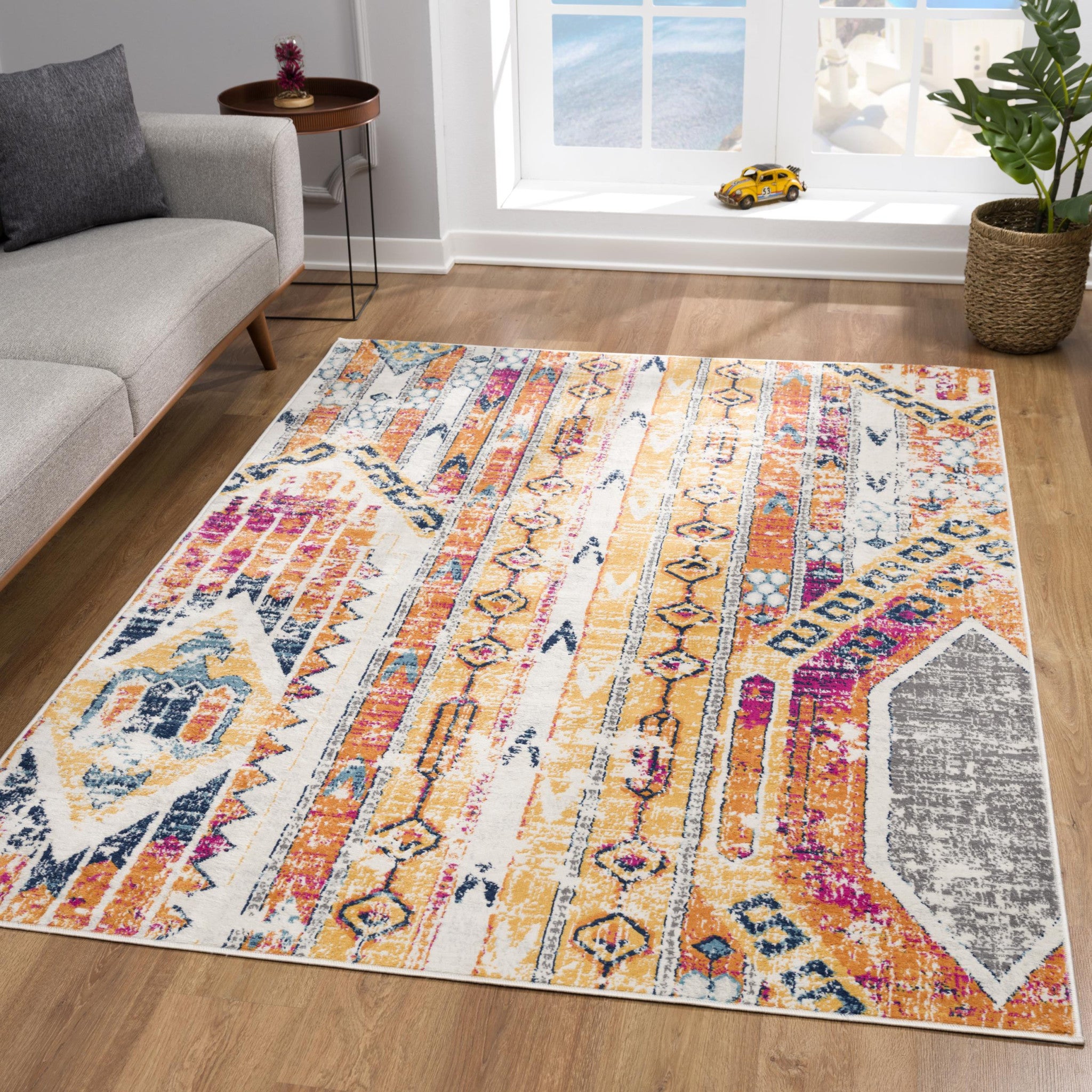 10' Orange And Ivory Southwestern Dhurrie Runner Rug