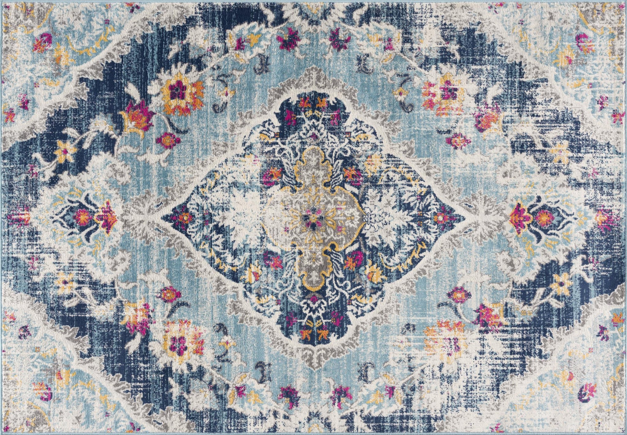 3' X 5' Blue Oriental Dhurrie Area Rug