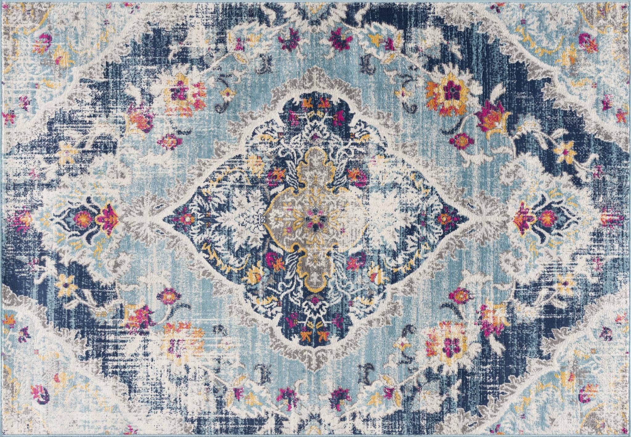 3' X 5' Blue Oriental Dhurrie Area Rug