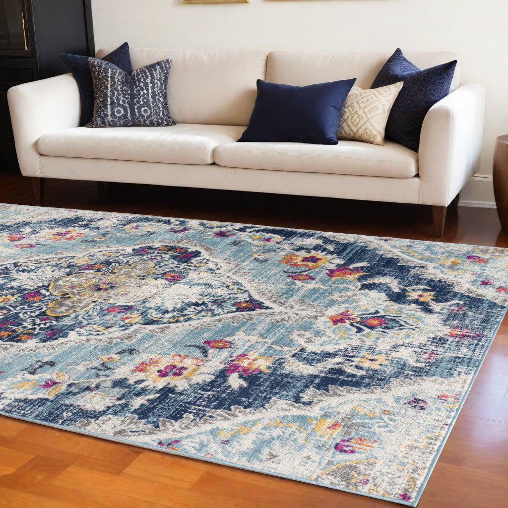 3' X 5' Blue Oriental Dhurrie Area Rug