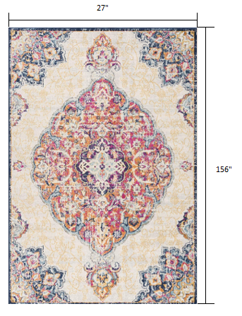 10' Cream Oriental Dhurrie Runner Rug