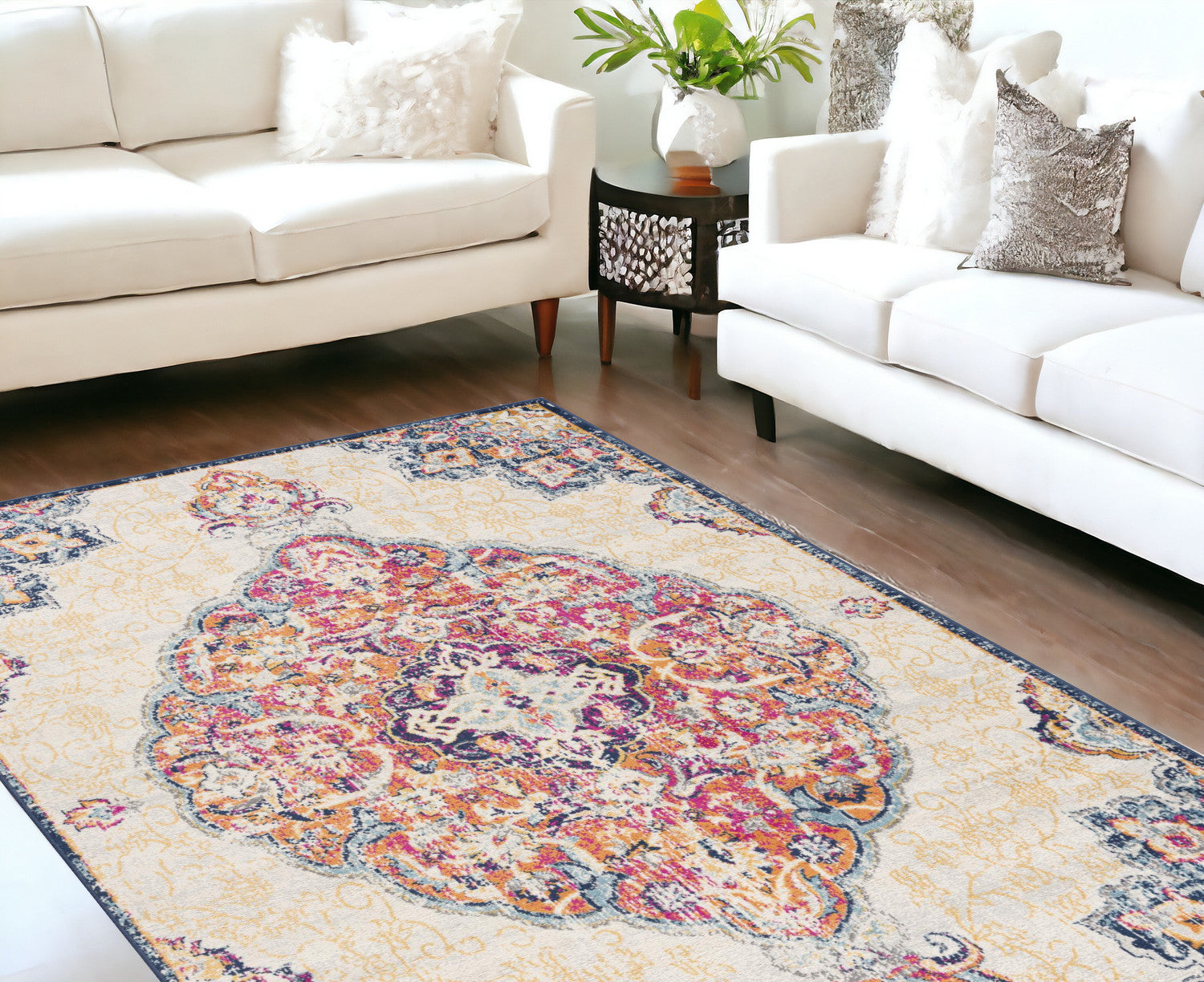 10' Cream Oriental Dhurrie Runner Rug