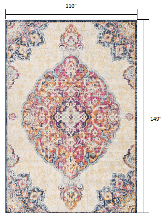 10' Cream Oriental Dhurrie Runner Rug