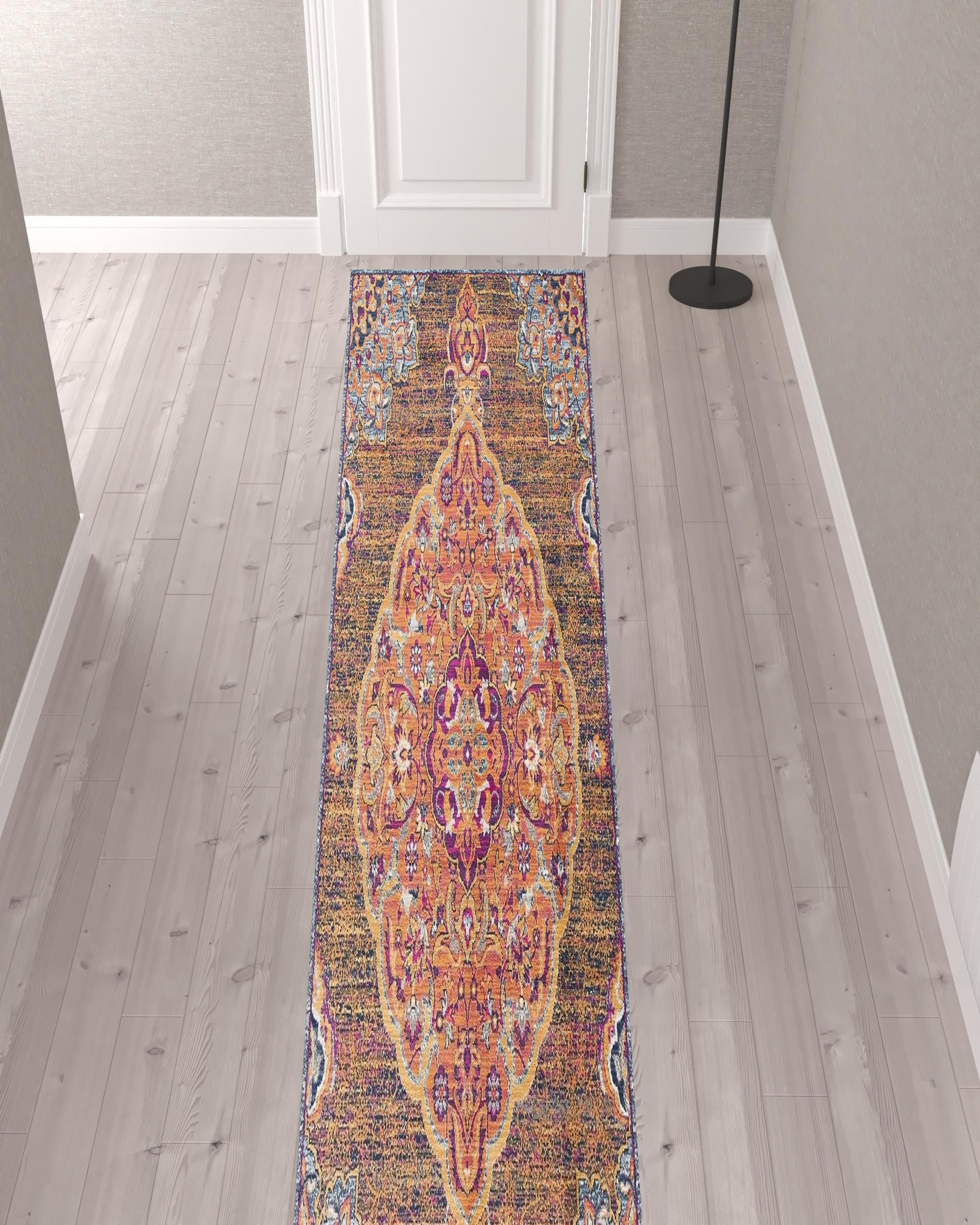 5’ X 8’ Rustic Orange Medallion Area Rug