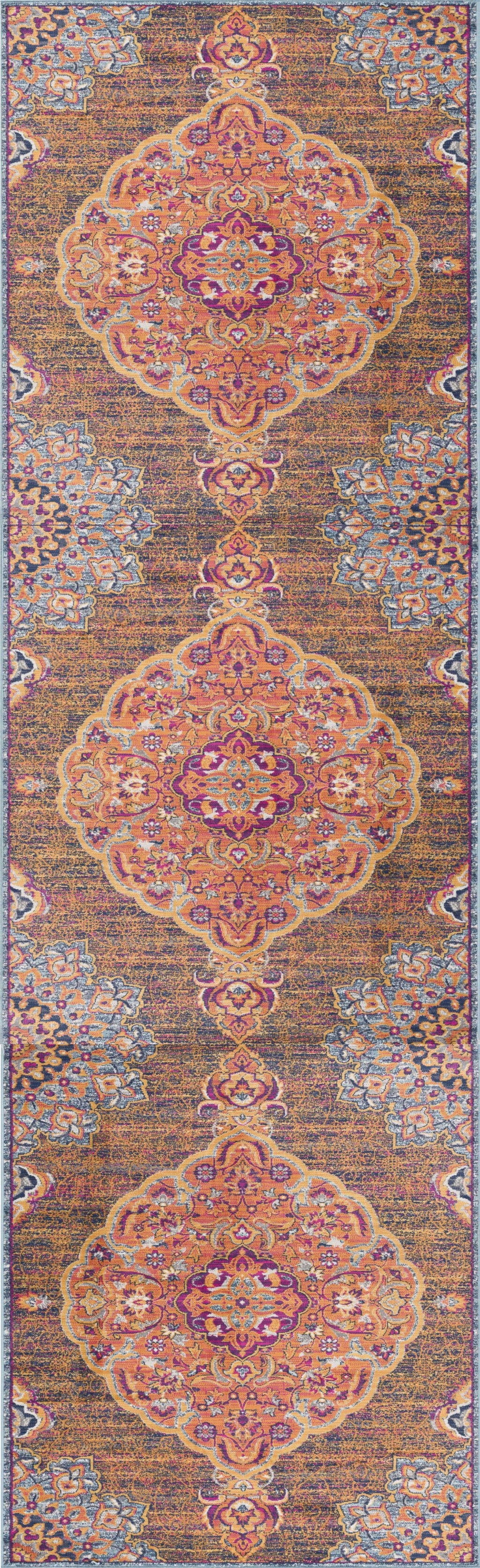 5’ X 8’ Rustic Orange Medallion Area Rug