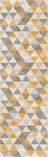 10' Yellow Geometric Dhurrie Runner Rug