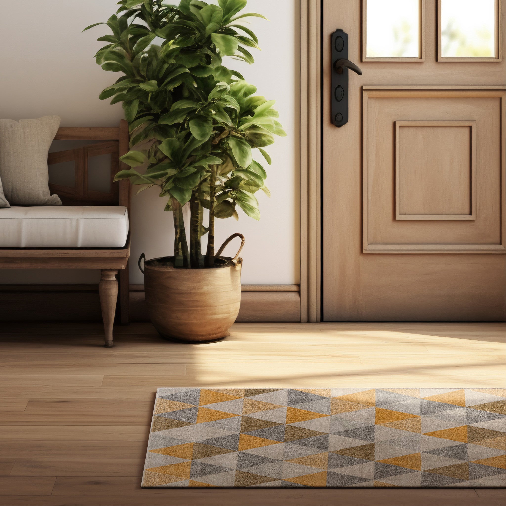 9' X 12' Yellow Geometric Area Rug