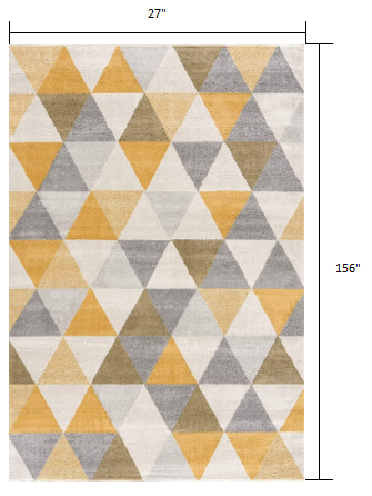 10' Yellow Geometric Dhurrie Runner Rug