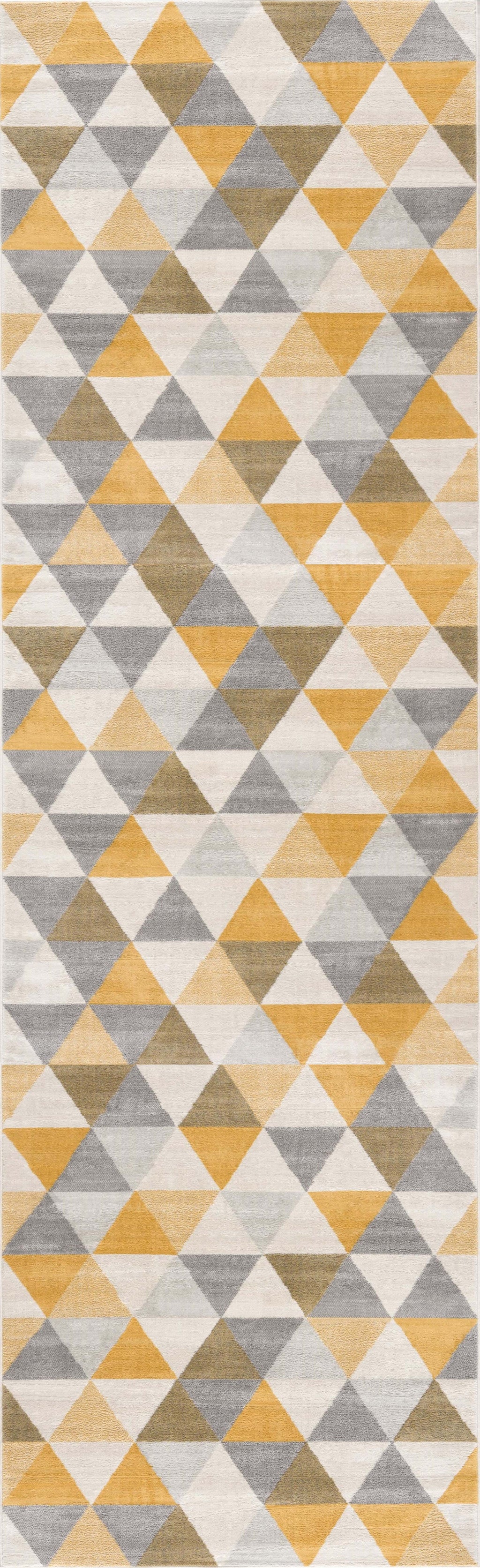 10' Yellow Geometric Dhurrie Runner Rug