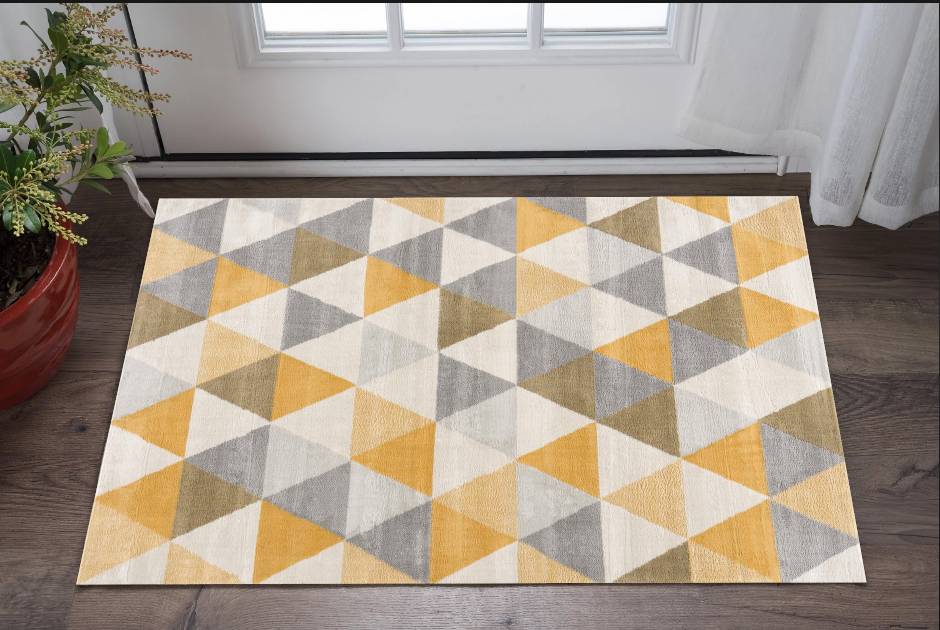 9' X 12' Yellow Geometric Area Rug