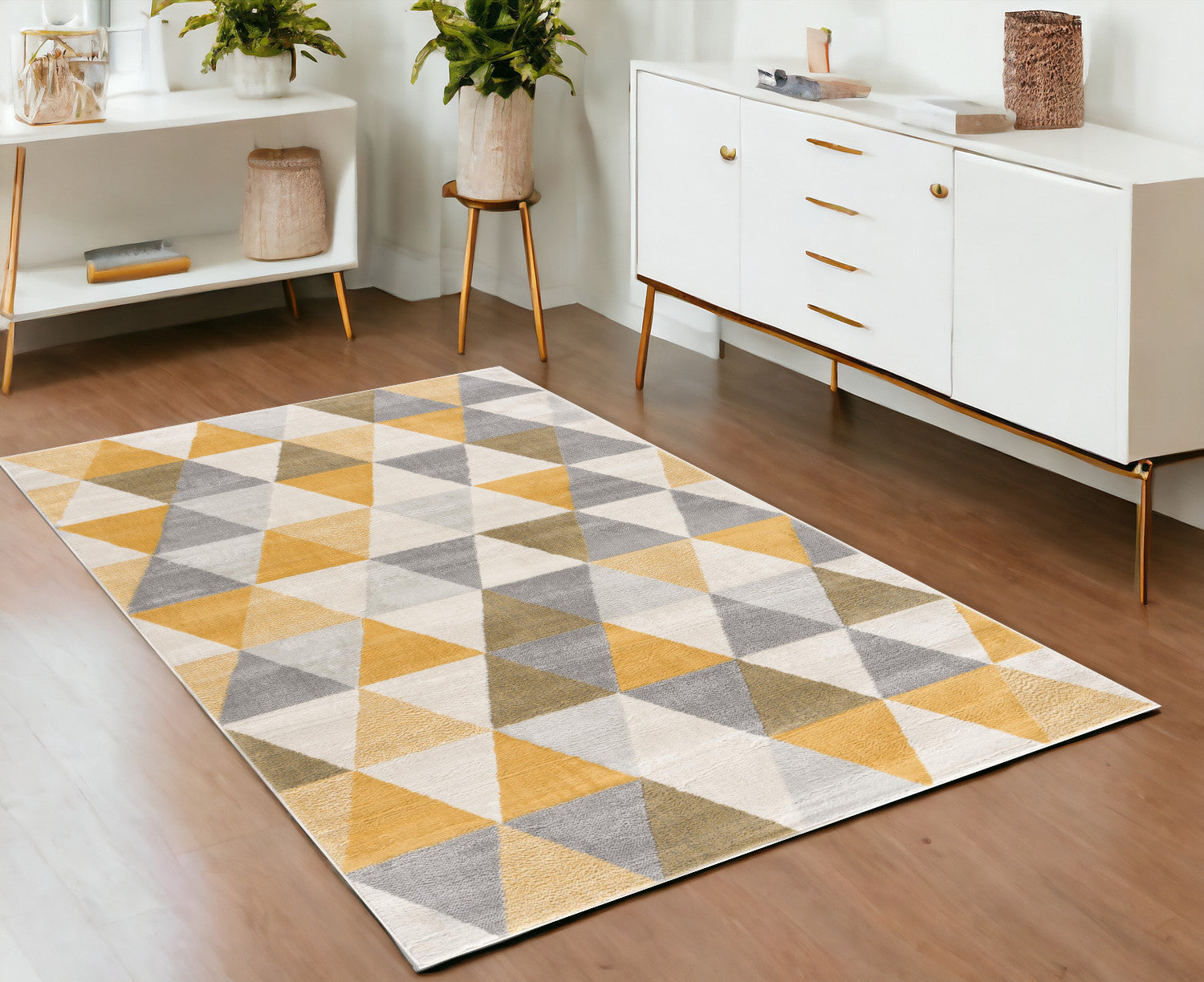 9' X 12' Yellow Geometric Area Rug