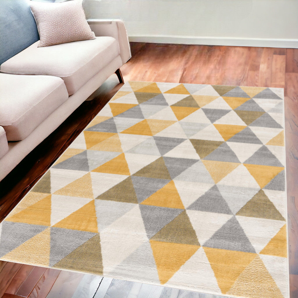 9' X 12' Yellow Geometric Area Rug