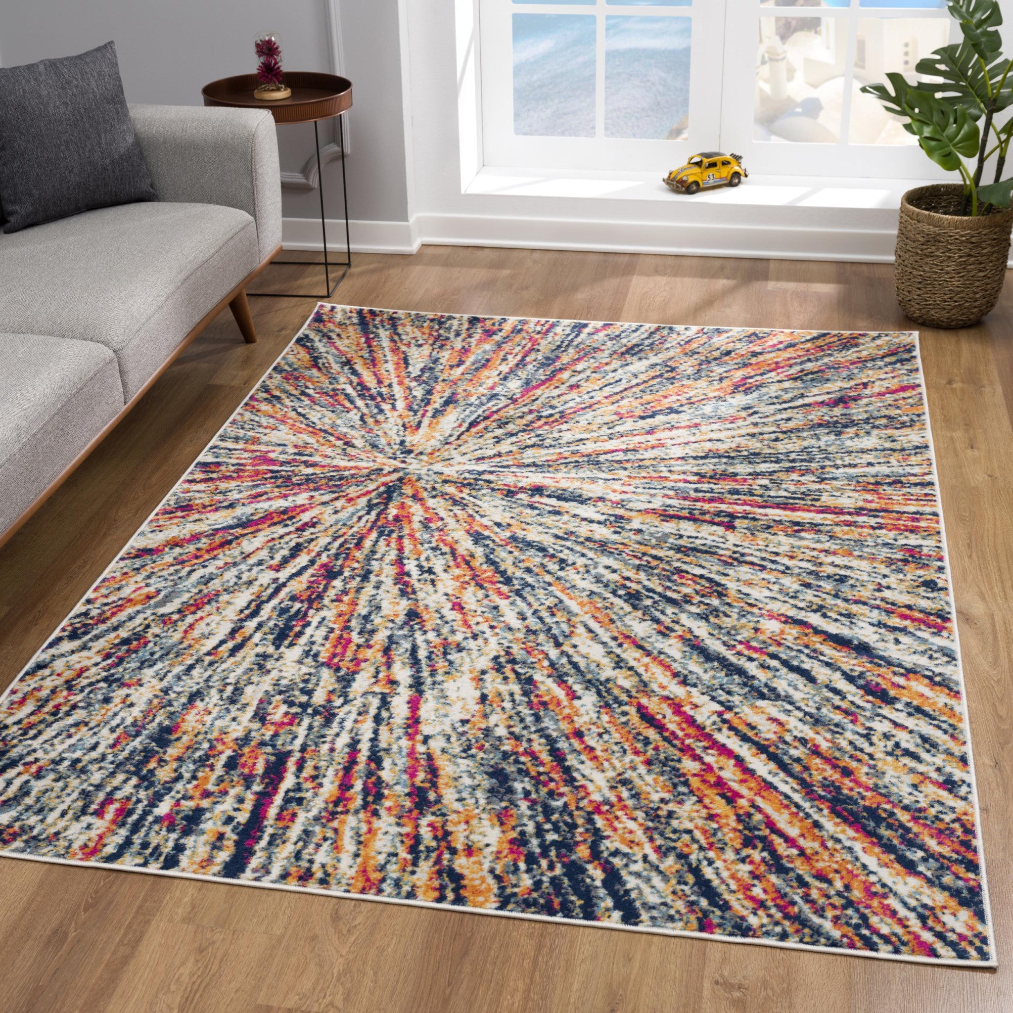 2' X 4' Cream Abstract Area Rug