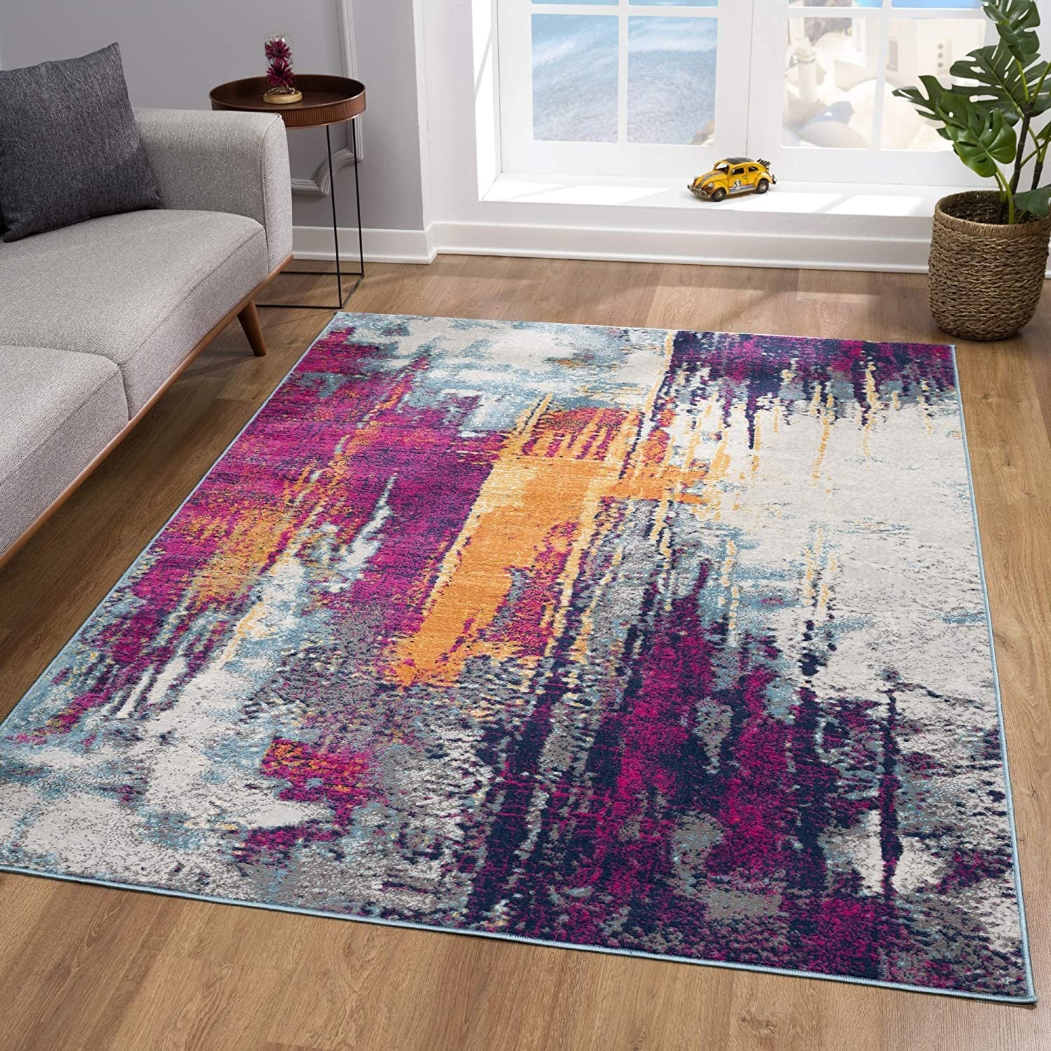 10' Magenta Abstract Dhurrie Runner Rug