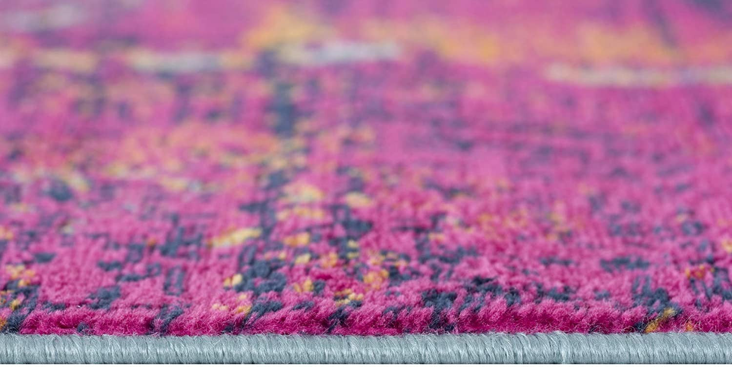 10' Magenta Abstract Dhurrie Runner Rug