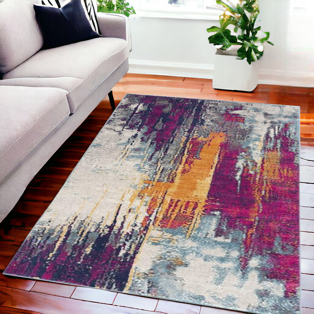 10' Magenta Abstract Dhurrie Runner Rug