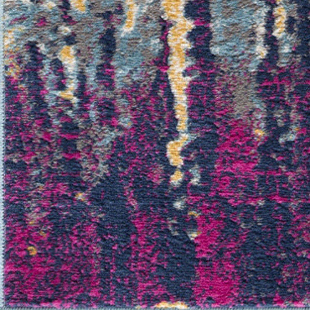 10' Magenta Abstract Dhurrie Runner Rug