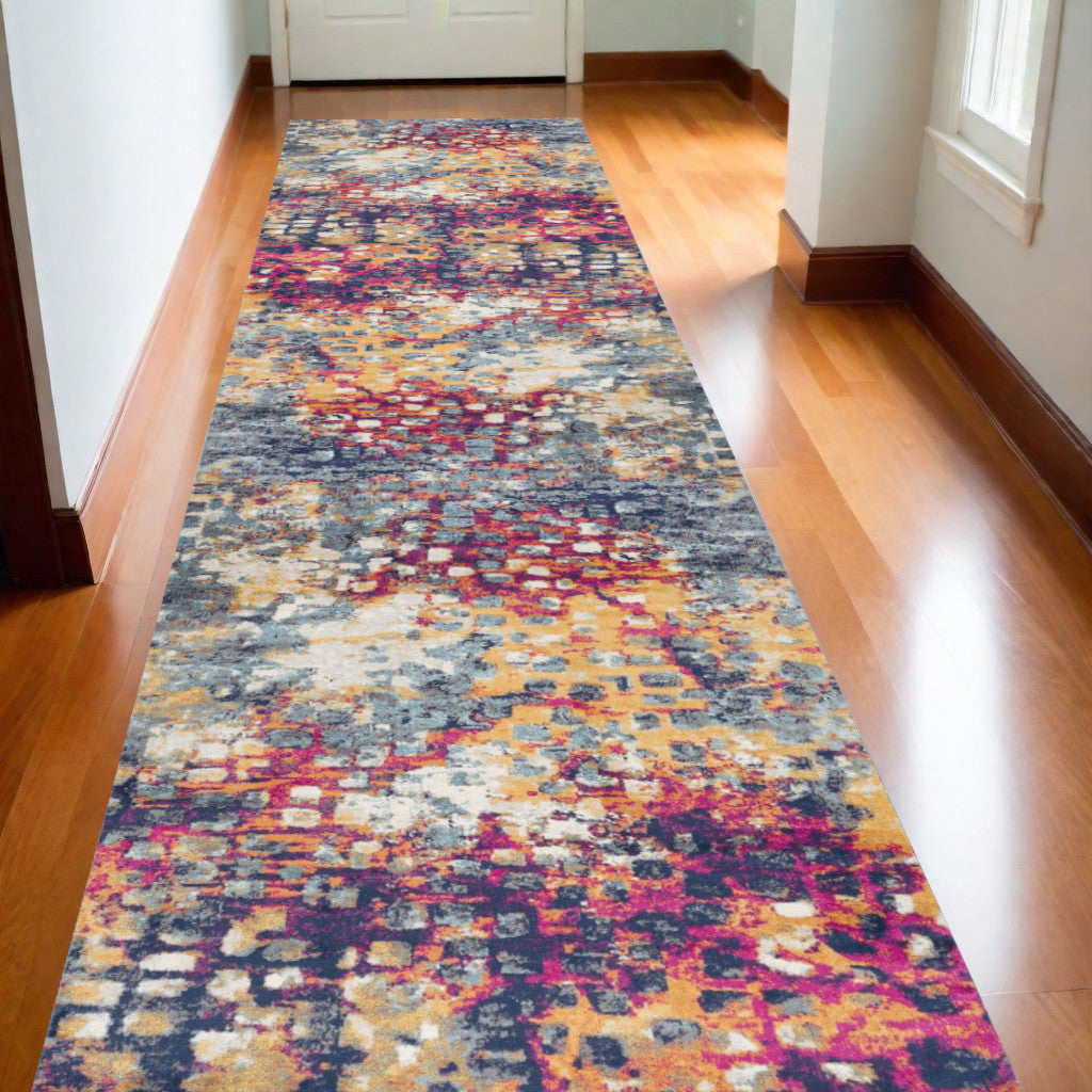 4' x 6' Teal and Gold Abstract Area Rug