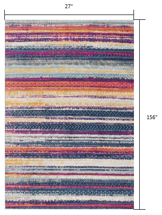 2’ X 5’ Multicolor Irregular Striped Area Rug