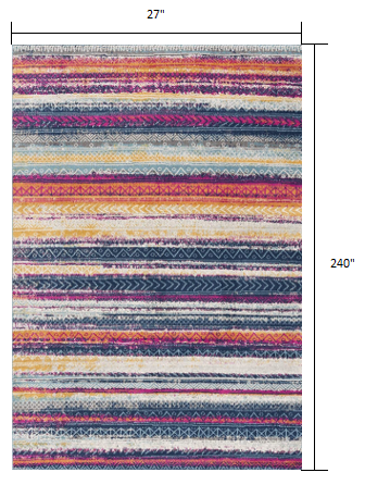 2’ X 5’ Multicolor Irregular Striped Area Rug