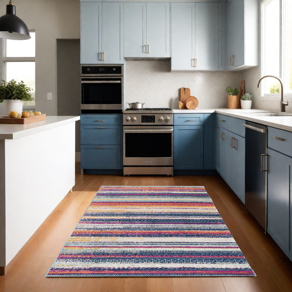 2’ X 5’ Multicolor Irregular Striped Area Rug