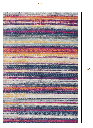 2’ X 10’ Multicolor Irregular Stripe Boho Runner Rug