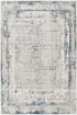 4’ X 6’ Ivory And Blue Abstract Distressed Area Rug