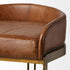 29" Brown Leather And Antiqued Brass Metal Low Back Bar Height Bar Chair