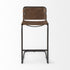 35" Brown Leather And Steel Bar Chair