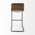 35" Brown Leather And Steel Bar Chair