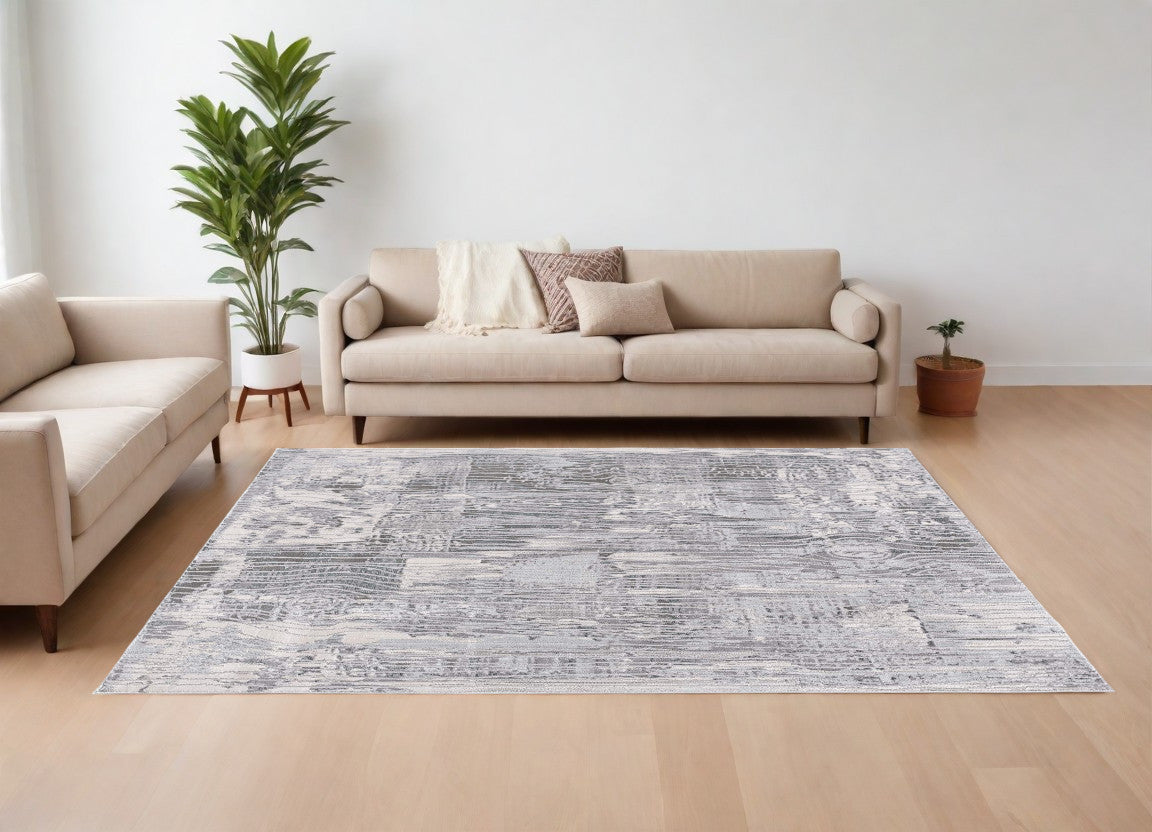 4’ X 6’ Blue Abstract Strokes Area Rug