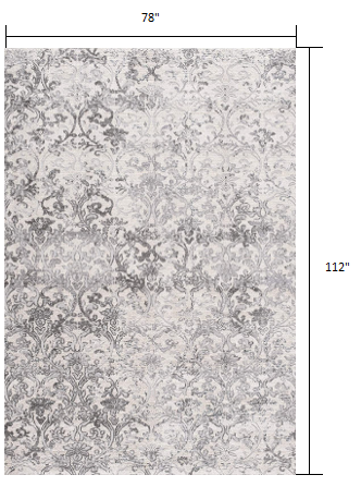 5' X 8' Cream Toile Power Loom Area Rug