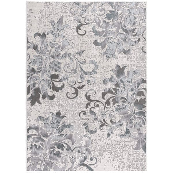 6' X 9' Blue Damask Power Loom Area Rug